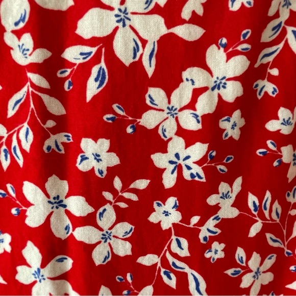 TOP SHOP red & white floral maxi skirt with double slits size:8 - Picture 3 of 11